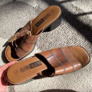 Brown Patchwork Mules by The Leather Collection